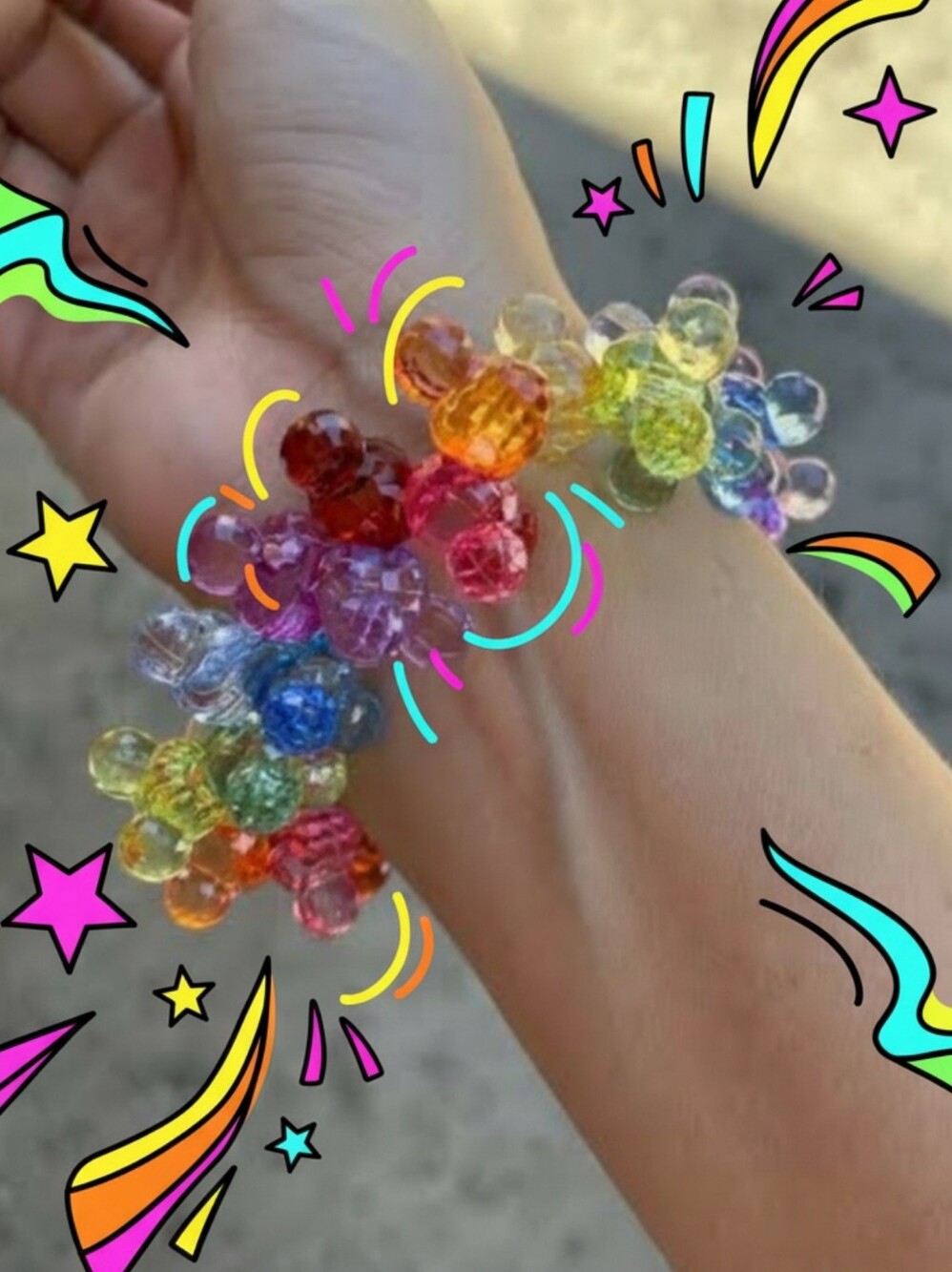 🌈Authentic Disney Parks Rainbow Prism Mickey Bead Bracelet Retired Disney Adult